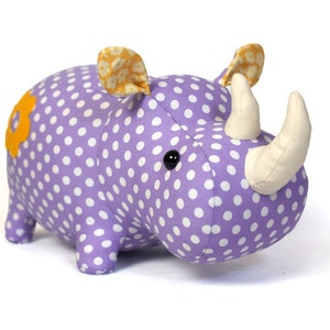 Rhino stuffed animal toy sewing pattern tutorial rhinoceros PDF instant download image 4