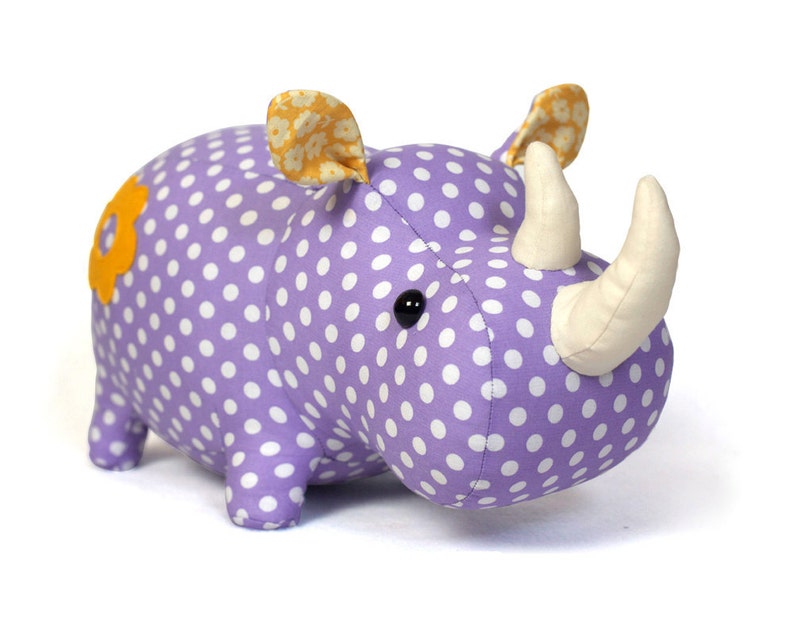 Rhino stuffed animal toy sewing pattern tutorial rhinoceros PDF instant download image 4