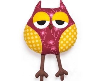 Sleepy owl softie sewing pattern - owl soft toy - PDF