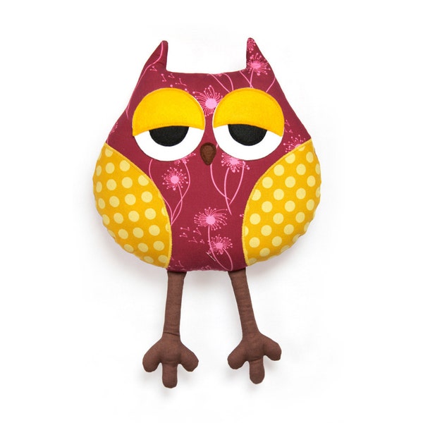 Sleepy owl softie sewing pattern - owl soft toy - PDF