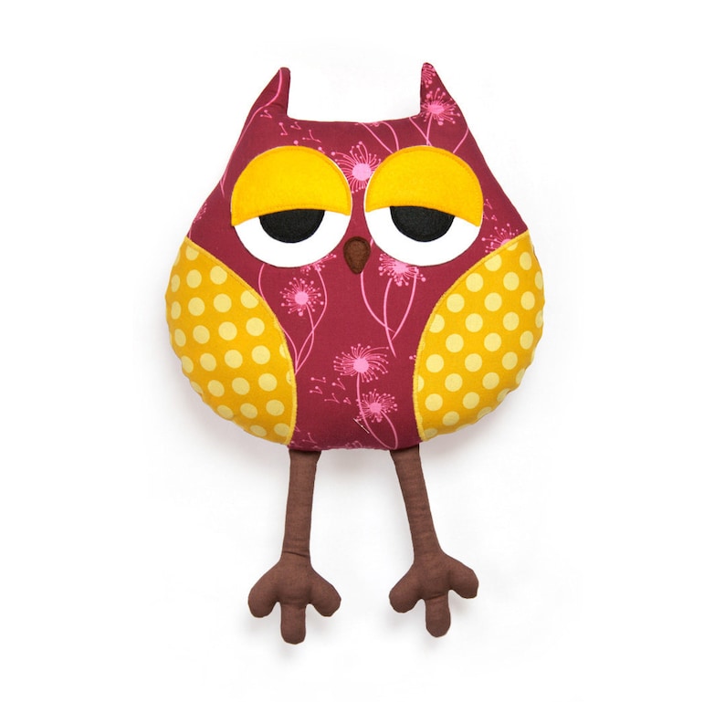 Sleepy owl softie sewing pattern owl soft toy PDF image 1