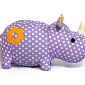 Rhino stuffed animal toy sewing pattern tutorial rhinoceros PDF instant download image 2