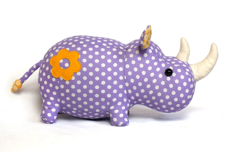 Rhino stuffed animal toy sewing pattern tutorial rhinoceros PDF instant download image 2