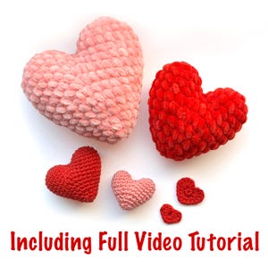 Heart crochet patterns - 3D & Applique crochet pattern PDF - Valentine&#39;s day gift with video tutorial