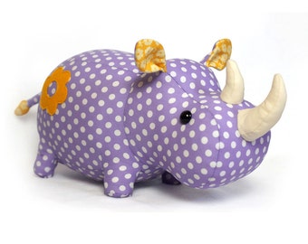 Rhino stuffed animal toy sewing pattern tutorial rhinoceros PDF instant download