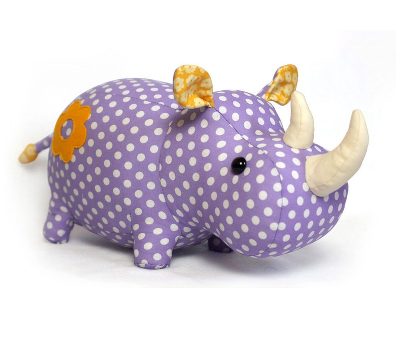 Rhino stuffed animal toy sewing pattern tutorial rhinoceros PDF instant download image 1