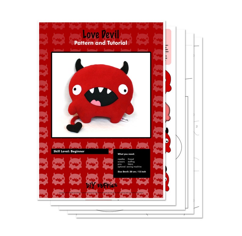 Love Devil valentine sewing pattern plush toy PDF image 3