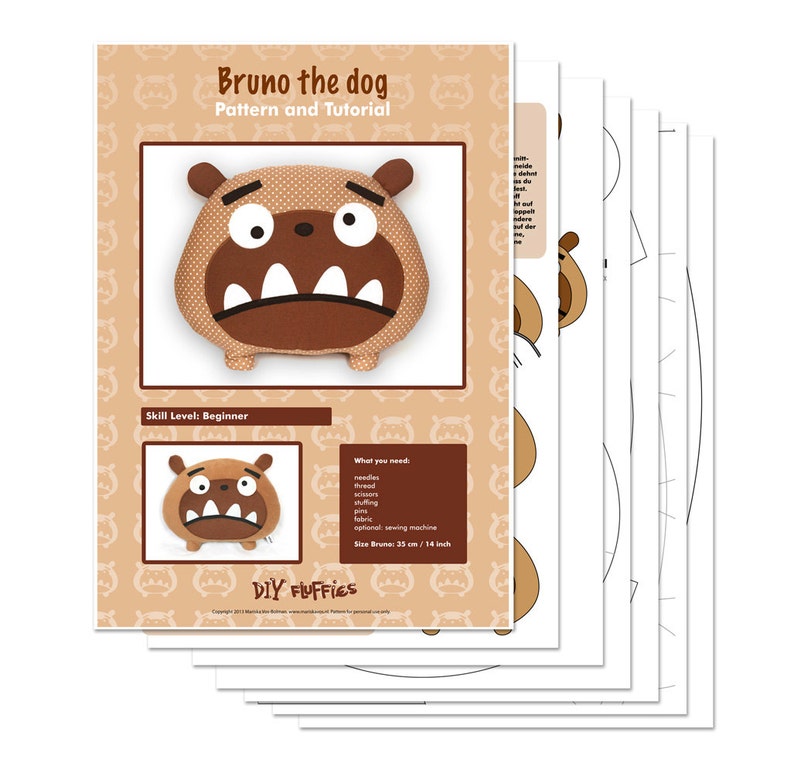 Bruno the dog pattern Big plush toy pattern pillow pdf image 3