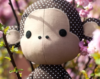 Cute Monkey rag doll sewing pattern PDF