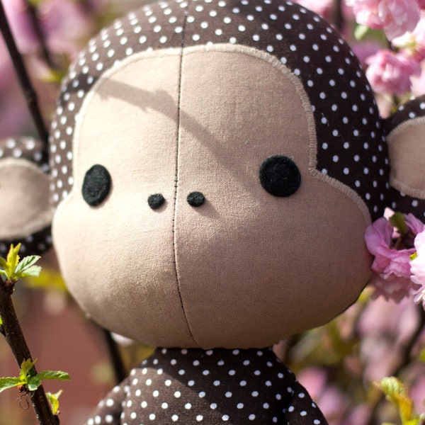 Cute Monkey rag doll sewing pattern PDF