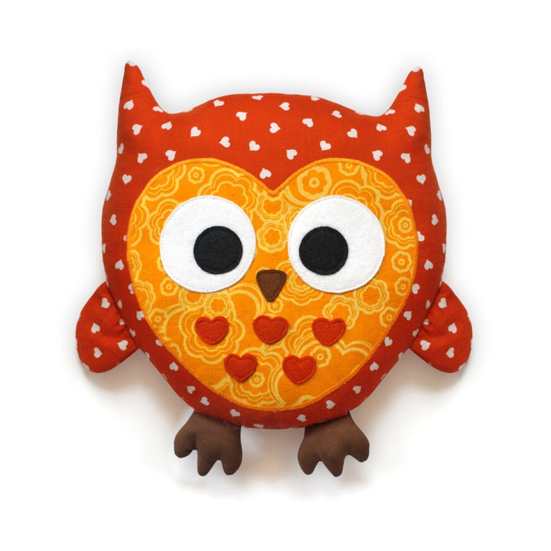 Owl Pattern plush pillow sewing pattern PDF image 1