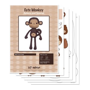 Cute Monkey rag doll sewing pattern PDF image 5