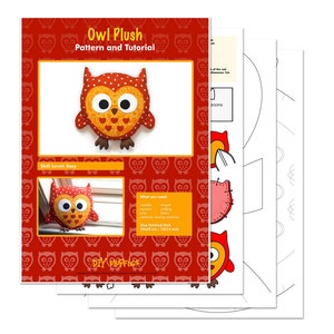 Owl Pattern plush pillow sewing pattern PDF image 3