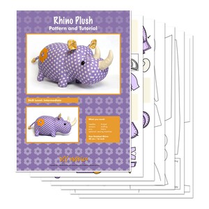 Rhino stuffed animal toy sewing pattern tutorial rhinoceros PDF instant download image 3