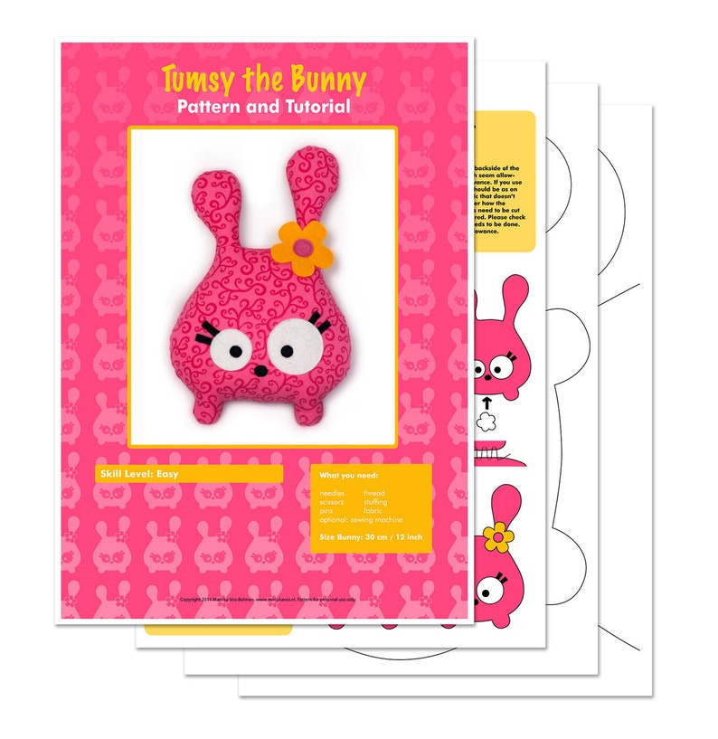 Tumsy the Bunny sewing pattern stuffed animal tutorial PDF image 3