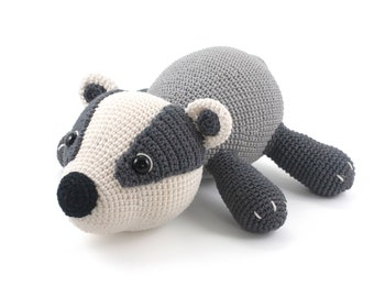 Toy Crochet Pattern: Benji the Badger Amigurumi crochet digitial downloadable PDF pattern