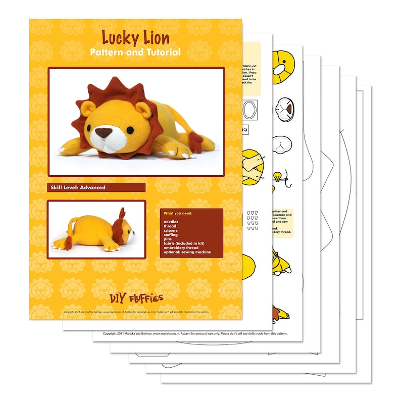 Lucky Lion stuffed animal Pattern PDF image 3