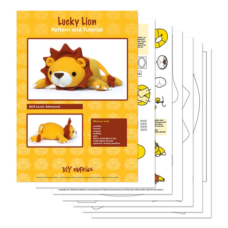 Lucky Lion stuffed animal Pattern PDF image 3