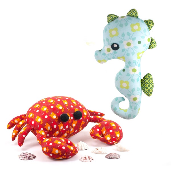 Carol the Crab & Sally the Seahorse Sewing Pattern PDF tutorial stuffed animals