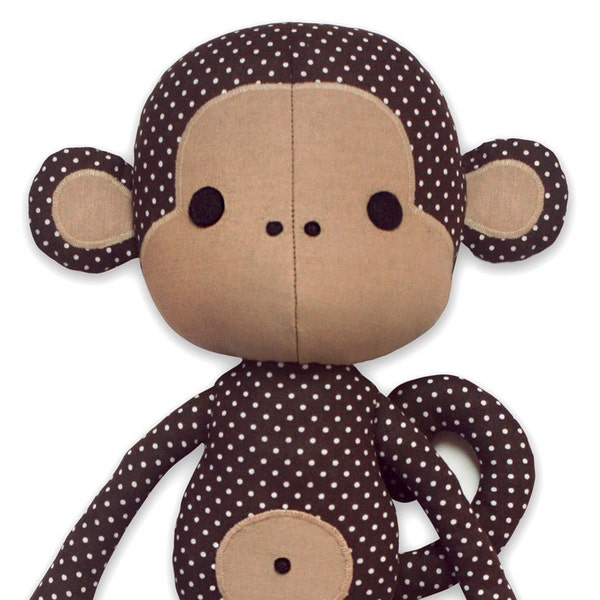 Sewing pattern Cute Monkey cloth doll plushie PDF epattern DIY