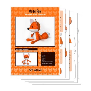 Sewing Pattern Fox PDF Stuffed Toy Plush Softie image 3