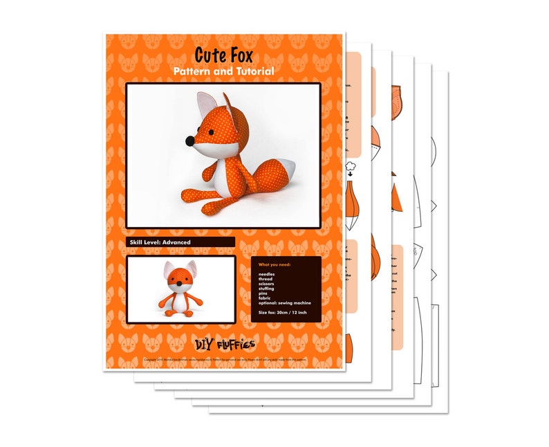 Sewing Pattern Fox PDF Stuffed Toy Plush Softie image 3