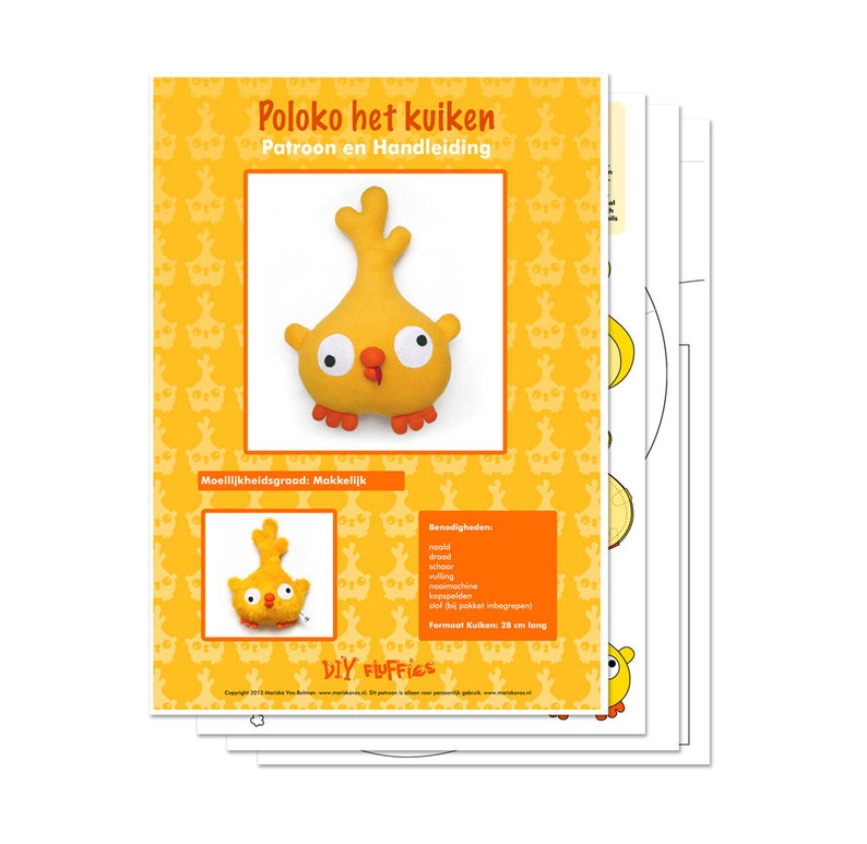 Sewing pattern Poloko chicken stuffed animal toy PDF image 4