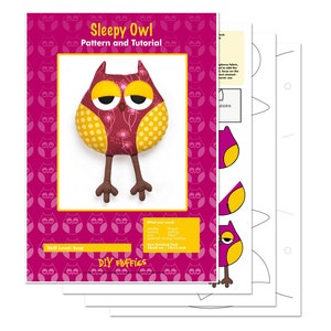 Sleepy owl softie sewing pattern owl soft toy PDF image 3