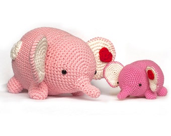 Crochet Pattern elephant amigurumi PDF love valentine