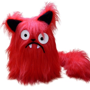 Boris the red cat pattern stuffed animal PDF sewing with faux fur tutorial image 1