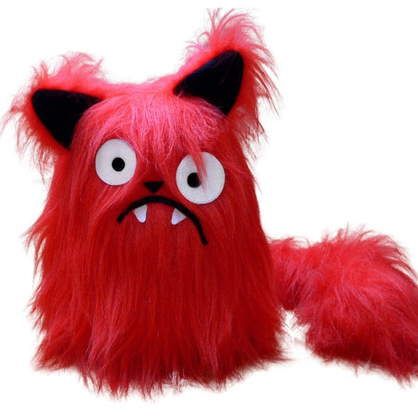 Boris the red cat pattern stuffed animal PDF - sewing with faux fur tutorial