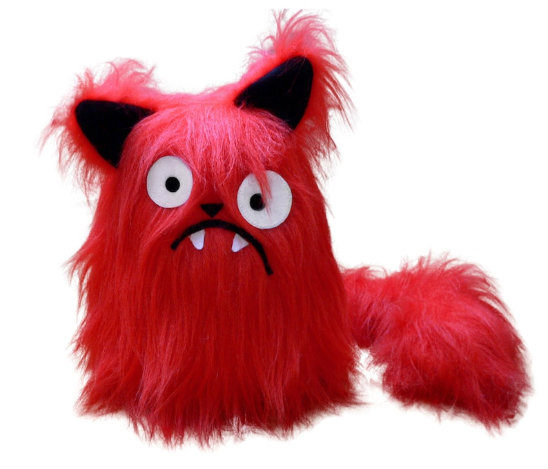 Boris the red cat pattern stuffed animal PDF sewing with faux fur tutorial image 1