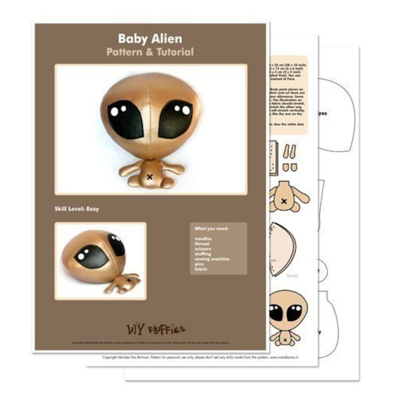 Alien Baby plush soft toy sewing Pattern PDF image 4