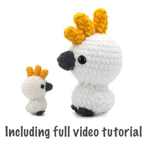 Cockatoo Amigurumi bird crochet pattern & video tutorial PDF