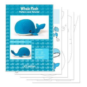 PDF sewing pattern Whale plush toy softie image 5