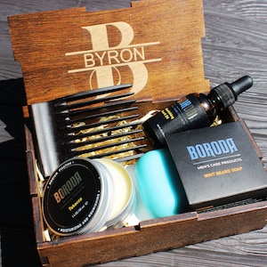 Personalized Gifts for Men Beard Care Gift Set Beard Oil Beard Soap Beard Balm Gifts for Him Husband Care Set Self Care for Men Bone Comb