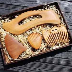 Regalo personalizado Juego de madera Gua Sha Regalo único Herramienta de belleza Herramientas Gua Sha Herramientas de masaje Regalo para el cuidado de la piel Regalo de contorno corporal para esposa