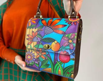 Women HandBag Set Aloha Floral Purse Set Bright Vegan Leather Crossbody Bag & Wallet Hawaiian Boho Handbag Colorful Tropical Gift for Her