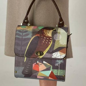 Women HandBag Set Falcon Purse Set Boho Crossbody Bag & Wallet Falco Vegan Leather Handbag Nature Spirit Animal Gift Unique Bird Print Purse