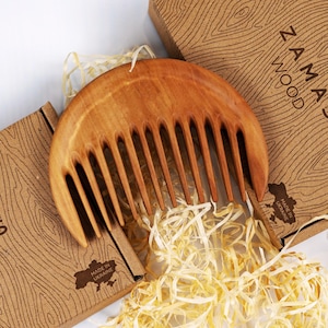 Wooden Comb - Pear Wood Comb Covered With Oil - Wood Comb - Wide Tooth Comb - Hair Comb - Handmade Comb - Healthy Hair - Natural Wood (MOON)