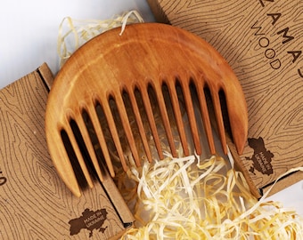 Wooden Comb - Pear Wood Comb Covered With Oil - Wood Comb - Wide Tooth Comb - Hair Comb - Handmade Comb - Healthy Hair - Natural Wood (MOON)