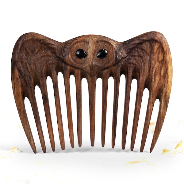 Personalized Gift for Wife Women Wooden Hair Comb Girlfriend Birthday Gifts Mom Gift Hair Gifts Wooden Anniversary Gift for Women (Owl)