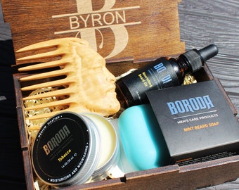 Groomsmen Geschenke Superior Bartpflege Personalisierter Bartpflege Kit Herren Holz Bartkamm Bartöl Bartbalsam Bartseife Walnusskamm MANN
