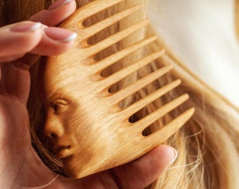 Walnut and Pear Wood Hair Comb Covered With Oil- Wooden Comb-Handmade Comb-Healthy Hair- Seamless Wood Comb-Natural Wood- Anti Static Comb