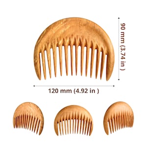 Pear Wood Comb Covered With Oil - Wooden Comb - Wood Comb - Wide Tooth Comb - Hair Comb - Handmade Comb - Healthy Hair - Natural Wood (MOON) image 6