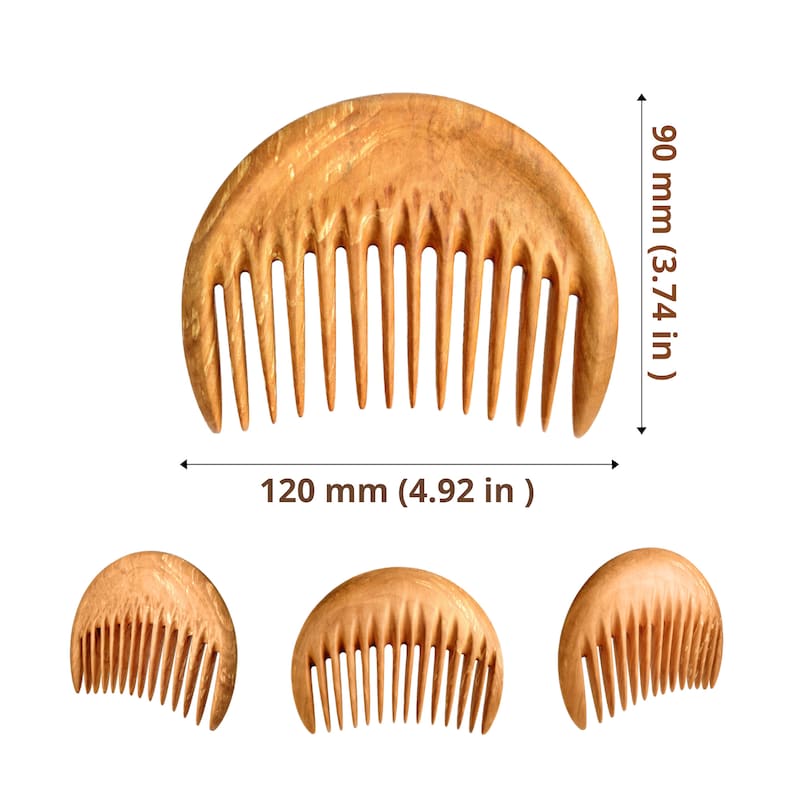 Pear Wood Comb Covered With Oil - Wooden Comb - Wood Comb - Wide Tooth Comb - Hair Comb - Handmade Comb - Healthy Hair - Natural Wood (MOON) image 6