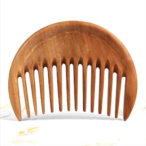 Pear Wood Comb Covered With Oil - Wooden Comb - Wood Comb - Wide Tooth Comb - Hair Comb - Handmade Comb - Healthy Hair - Natural Wood (MOON) image 3