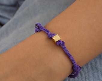 Personalized Bracelet, 14K Solid Gold Cube Bracelet, Dainty initial Cube Bracelet, Minimalist Personalized Cube Bracelet, Birthday Gift