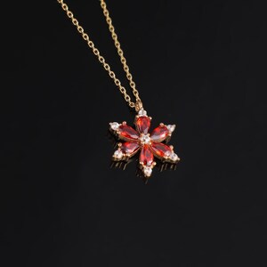 14K Gold Ruby Necklace, Solid 14K Gold Anniversary Necklace, Dainty ...