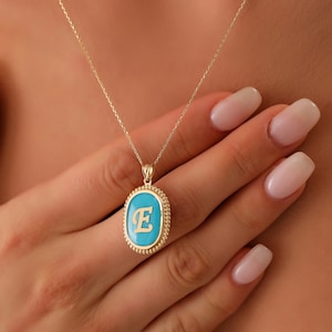 Collar de letras de oro sólido de 14K, colgante de letras de oro de 14K hecho a mano, collar de letras personalizado delicado, joyería de verano, regalo de cumpleaños